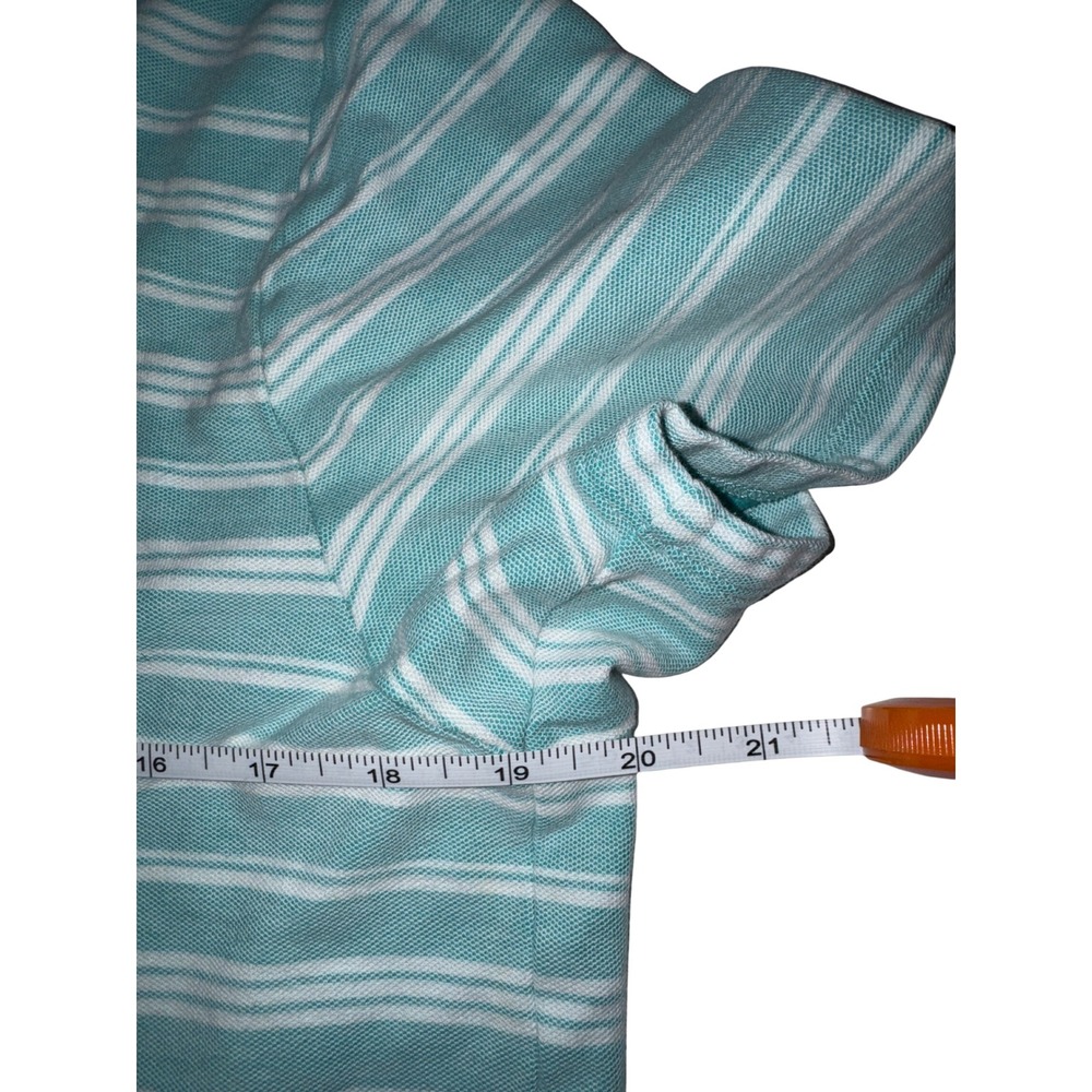 Vineyard Vines Mens Teal White Striped Pique Short Sleeve Polo Shirt Size M - Picture 6 of 6